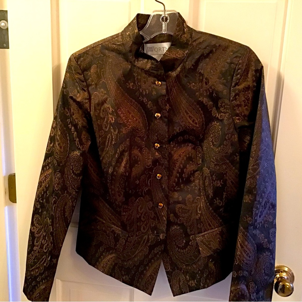 JacketDressy bronze short fitted jacket.  Wear with skirt or slacks